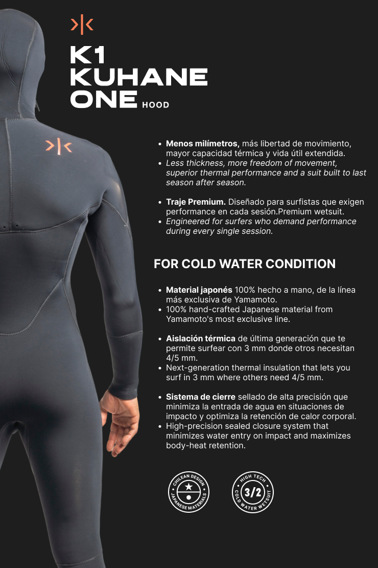 K1 - Traje de Surf Negro con Gorro